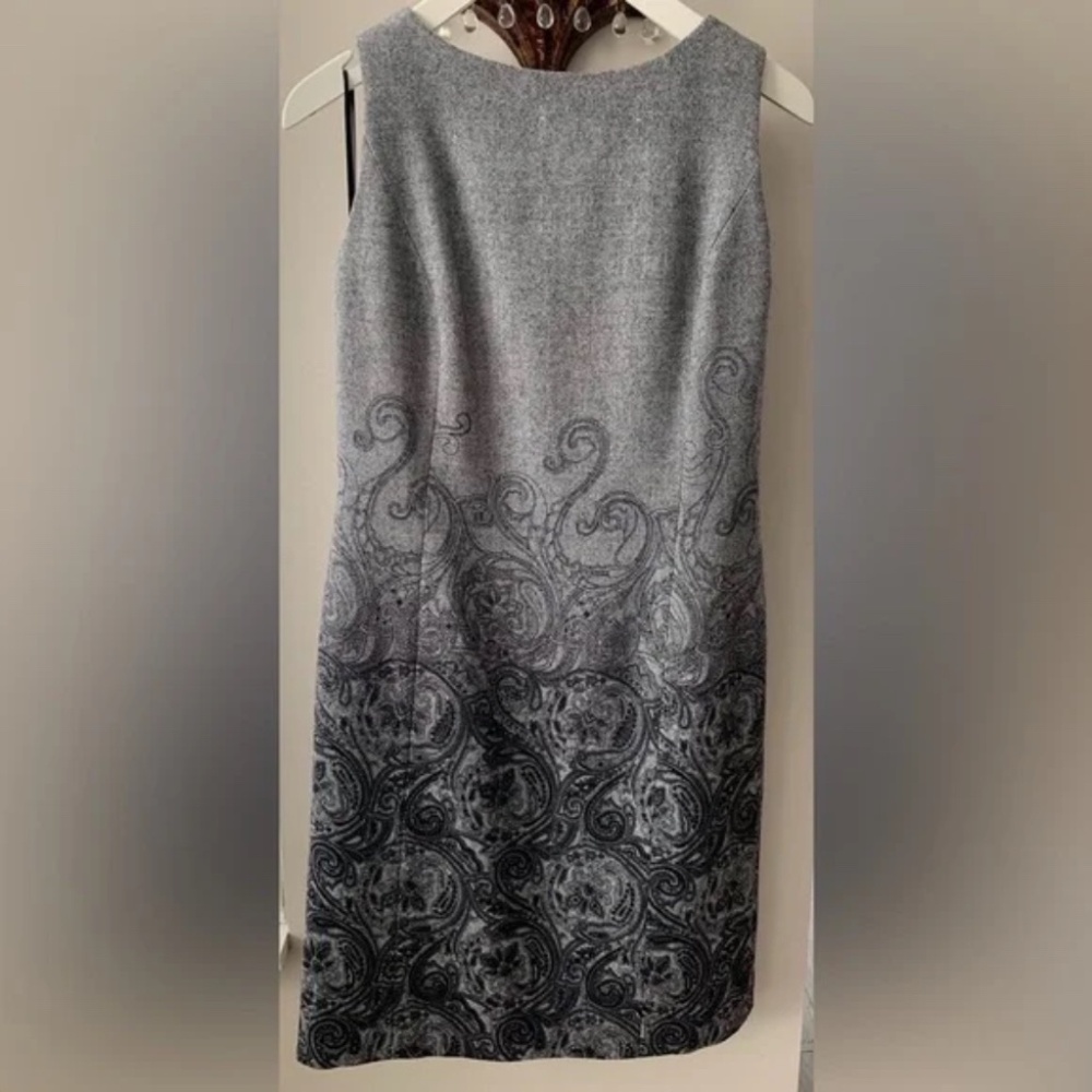 Talbots Grey and Black Lace Pattern Dress